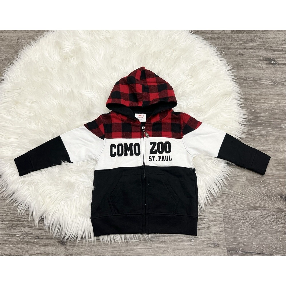 Como Zoo St Paul MN Plaid Color‎ Block Toddler Zipup Hoodie Size 3T